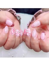 アートネイル ギャラリー(Art nail Gallery)/ガーリーなピンクドットフラワー