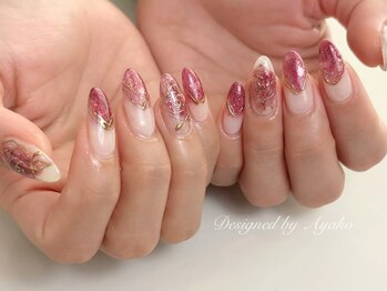 金彩ローズの冬美爪