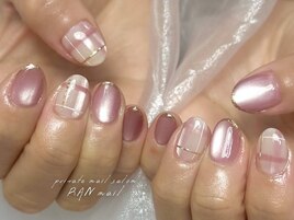 マグネット×チェック柄ネイル