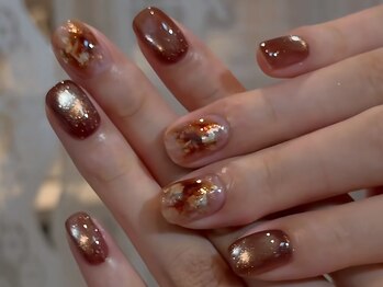 秋ネイル/ニュアンス/ブラウン