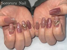 ソロルル ネイル(Sororuru Nail)/ピンク×ハートネイル