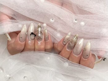 マグネットネイル　バラ　リボン