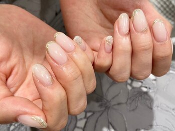 ホワイトにミラーネイル kotona