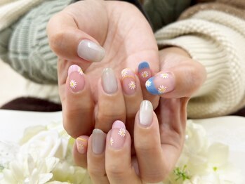 プルミエ ネイル(Premier Nail)/春☆お花☆カラフルフレンチ