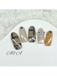 バレンタインチェックネイル