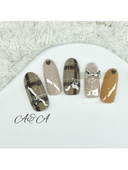 エーアンドエー 蕨店(A&A)/バレンタインチェックネイル