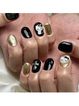 レイネイル 岐阜茜部店(RAY NAIL)/ブラック×ゴールド