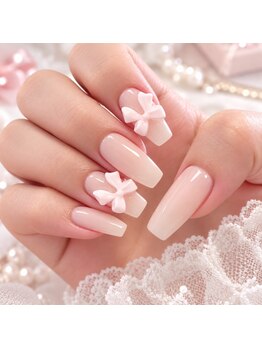 ネイルリンスタジオ 渋谷本店(Nail Rin studio)の写真/【ときめく◎リボン＆ガーリーネイル】指先に、とびきりの可愛いを♪見るたびときめく、大人ガーリー