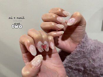 アイネイル 小倉(ai nail)/もけもけハートネイル