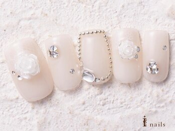 アイネイルズ 横浜WEST店(I-nails)/ローズビジューVカット10480円