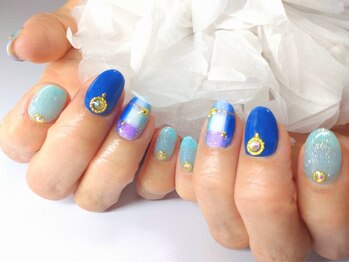 ブルーカラーチェックネイル♪