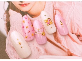 ネイルサロンフォーユー(for u)/押し花×ピンク♪￥７９８０