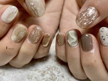 アイネイルズ 渋谷店(I nails)/ベージュ系アシメぷっくり
