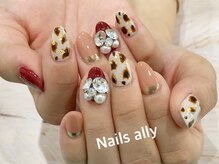 ネイルズアリー 立川店(Nails ally)/BIGビジュー×レオパード