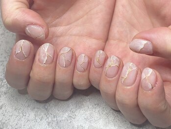 ネイル スパ ココプラス(Nail spa Cocoplus)/シンプル透け感大理石ネイル
