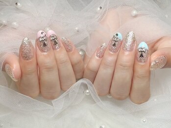 プティ アイビューティ 北浜店(peTiT eyebeauty)/クロムネイル　フレンチ　ラメ