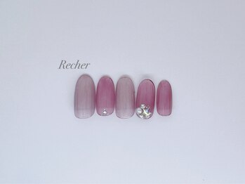 ネイルサロンリシェ 烏丸御池(Recher)/オーロラ星のビジューのデザイン