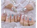 シルバーミラー 宝石ネイル