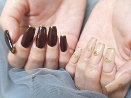 アシメブラウン×ベージュ