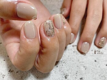 アイネイルズ 渋谷店(I nails)/水滴ヌーディカラー¥6500