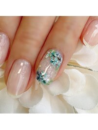 クリアジェル+紫陽花ネイル