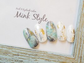 グリーン大理石ネイル