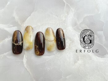 エアフォルク 銀座(ERFOLG)/クリアブラウン×マーブルネイル