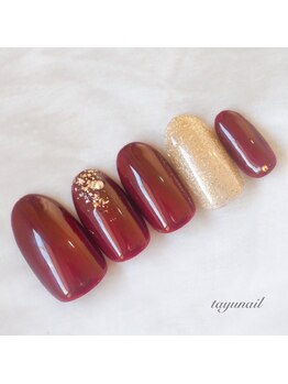 たゆ ネイル(たゆnail)/華やかなボルドーネイル☆
