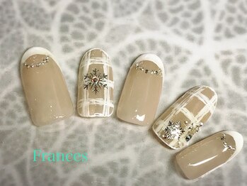 フランセス(Frances)/雪の結晶×チェックネイル