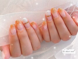 オレンジグラデーションネイル