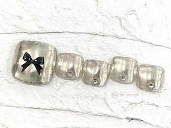 ネイルメゾン 池袋店(NAIL MAISON)/シルバーミラーリボン¥5980