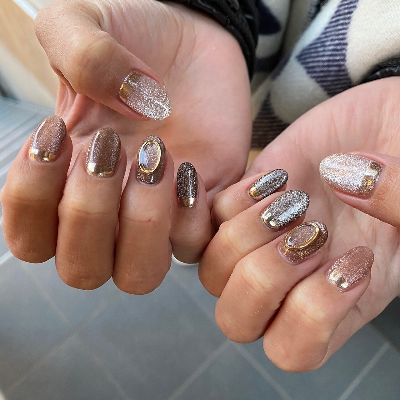 ブラウンマグネット×ラメ ワンカラーネイルチップ ブラウンマグネット×ラメ ワンカラーネイルチップ No.1