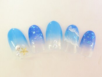 ネイルサロン ロゼオ(Nail salon Roseo)/■渋谷>7990円/夏☆さざ波ネイル