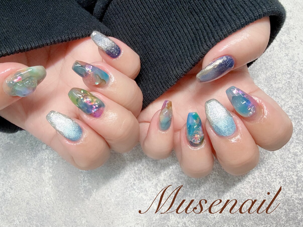 MuseNail プロフ確認お願いしますページ 宝石風ネイル💎︎🩷✨️ 担当𓂃Yanagida Muse Muse nail salon