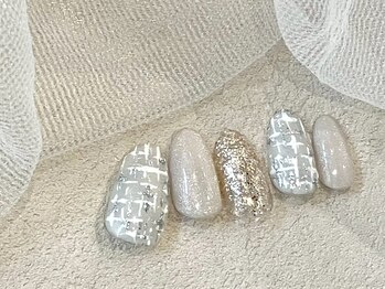 シベル(Ci belle)/ホワイトツイ-ド/グレ-/冬ネイル