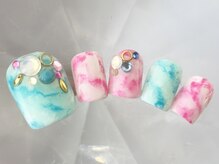 ラリュールネイル(L'Allure nail)/夏フット♪タイダイ柄￥9900
