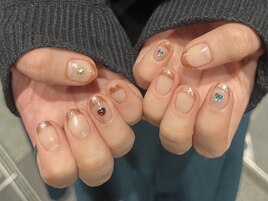ラメフレンチハートネイル