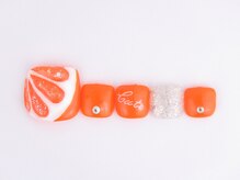 まつげアンドネイル ディアマンローズ(DIAMANT ROSE)/オレンジネイル &nbsp;フット &nbsp;6600円