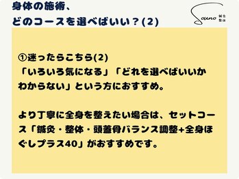 ソウノ 御茶ノ水(Souno)/身体の施術どれがいい？(2)