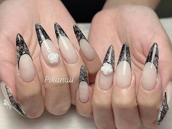 ピカネイル 上野 御徒町(Pika Nail)/ブラックレースフレンチ