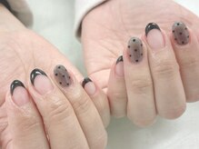 ネイルサロン きらら 藤沢本店/ミニハート/ブラックフレンチ