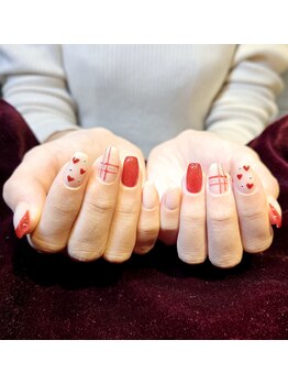 ループスネイルスペース 日吉店(Loops Nail Space)/冬のキュートレッドデザイン