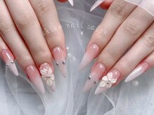 サイナネイル(Shine Nail)/ピンク色・持ち込み・ヒョウ柄