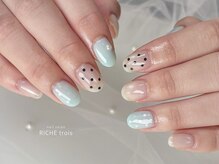 ミントカラー×ドットネイル
