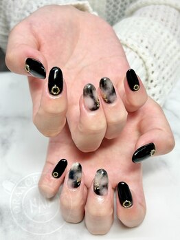 オレンジスティック/ブラック　マーブル　大理石