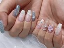 レース×フラワーネイル