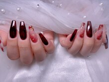 スノーネイルサロン 新宿店(Snow nail salon)/赤金箔ニュアンス