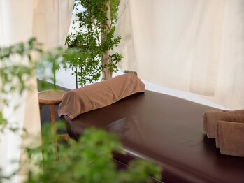 もみまつ 富山院/布と植物に覆われた半個室。