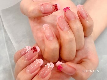 レフトネイルズ(LEFTNAILS)/持ち込みデザイン リボンネイル