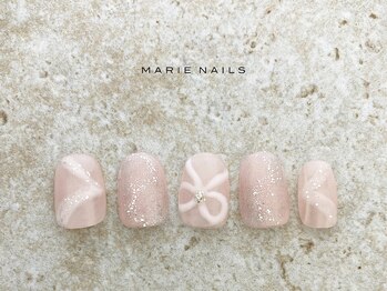 マリー ネイルズ いわきラトブ店(MARIE NAILS)/定額5,500円税込 リボン 1127b